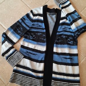 Long lightweight open cardigan XL blue stripe Jones NY